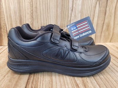 New Balance 577 Mens Sz 11 D Black Leather Walking Shoes Sneaker Hook&Loop