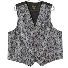 Scully Vest Mens XL Silver Scroll Jacquard Waistcoat Formal Dress Western Shawl