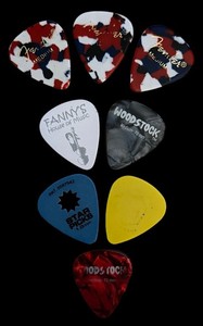 Vintage 1980-90s Concert Guitar Pick Lot Fender Woodstock Star Picks - 8 Pieces