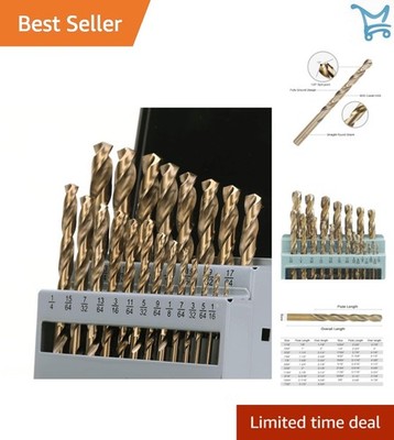 21Pcs Cobalt Drill Bits Set M35 HSS 135 Degree Tip Hardened Metal Steel