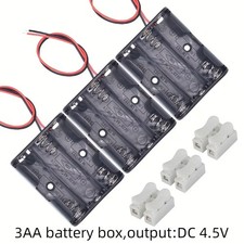 Three Pack of 3 AA Battery Holder with Leads, wires