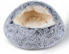 Cat Bed for Indoor Cats Calming Cozy Cave with Self-Warming Plush Entire Bed