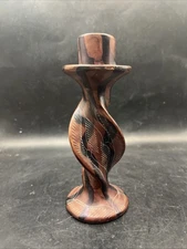 Vintage carved soapstone candle stick holder | barley twist candle holder