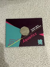2011 50p fifty 50 pence Olympic Coin Carded Uncirculated AQUATICS London 2012