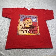 Vintage Willie Nelson T Shirt Red The Honky Tonk Hero Live Mens Size Large L