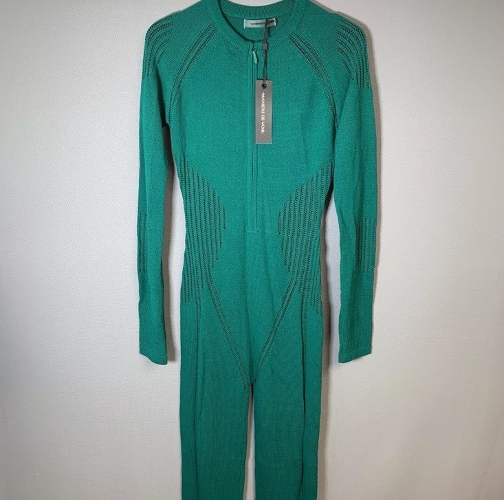 Maniere De Voir Green Knitted Jumpsuit Size Small Womens