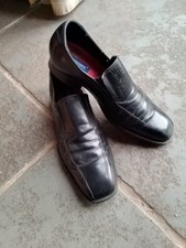 John Rochas Paris Mens Black Leather Shoes 42 UK8 slipon loafers  Wedding formal
