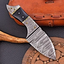 Custom Hand Made Forged Damascus Steel Hunting Skinning Knife HH 216