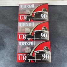 Maxell UR 90 Minute Blank Audio Cassette Tapes Normal Bias New Sealed Lot of 3