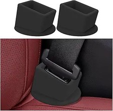Car Seat Belt Buckle Holder, 2PCS Silicone Easy Access Vehicle Seatbelt Black