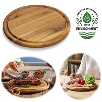 Xl Fleischteller Holz 25-32Cm Rund Akazie Bambus Pizza Servierbrett