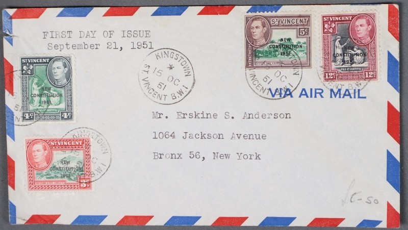 MayfairStamps St. Vincent FDC 1951 New Constitution Combo First Day Cover aaz_64