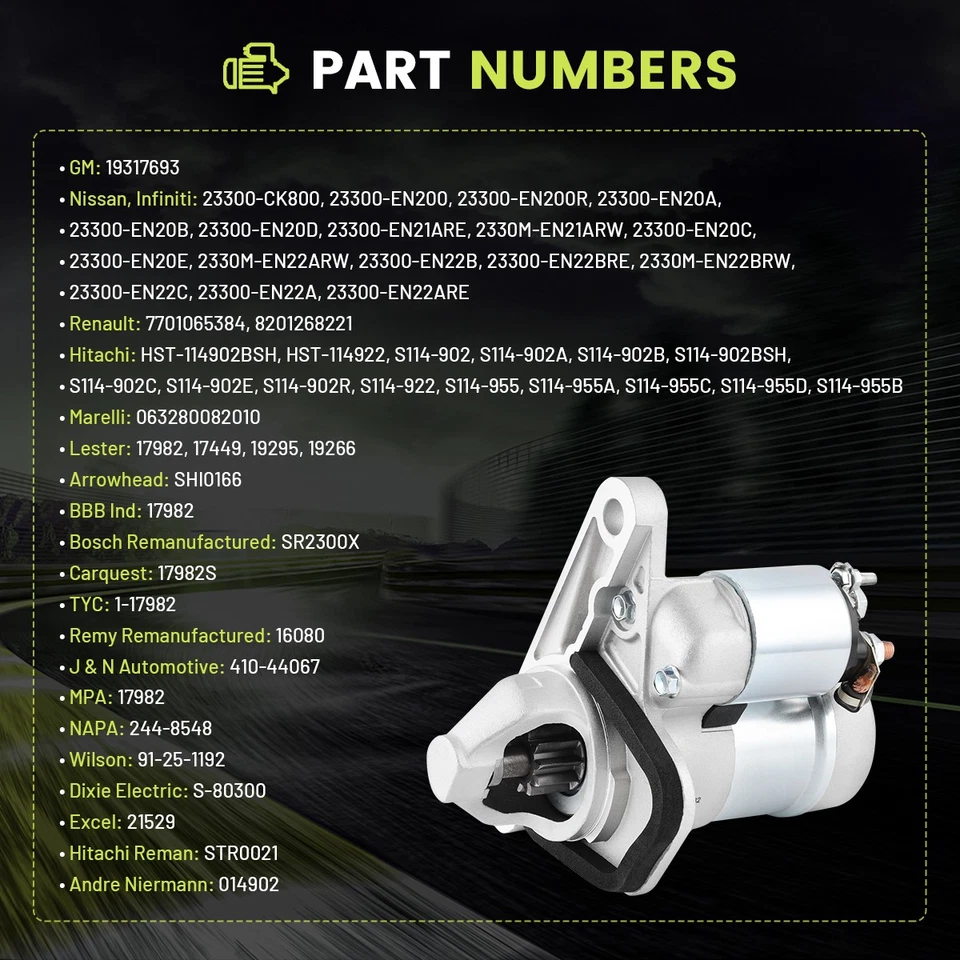 Starter for 07-12 Nissan Versa L4 1.8L 1798cc 11-17 Nissan Juke L4 1.6L 1618cc Foto 3 de 4