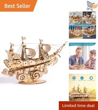 3D Wooden Puzzle Kit for Adults Sailing Ship Model Vintage Watercraft Craft