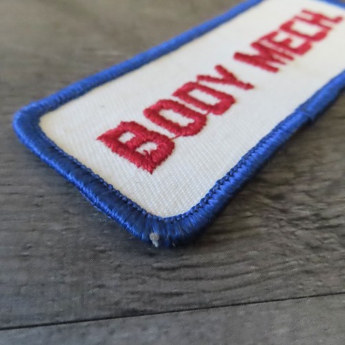 Sew On Patch Body Mech. White Fabric Red Blue Embroidery 3.75 X 1.5 inches - Picture 5 of 10