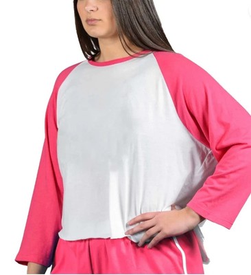 Soffe Women's Junior Plus Size Baseball Crop Tee 2X Pixie Pink 5696C