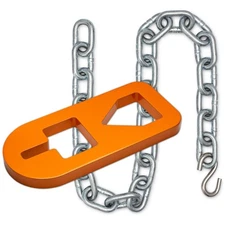 T-Post Puller Plate Tool with Short Chain Heavy Duty Carbon Steel Orange Coating