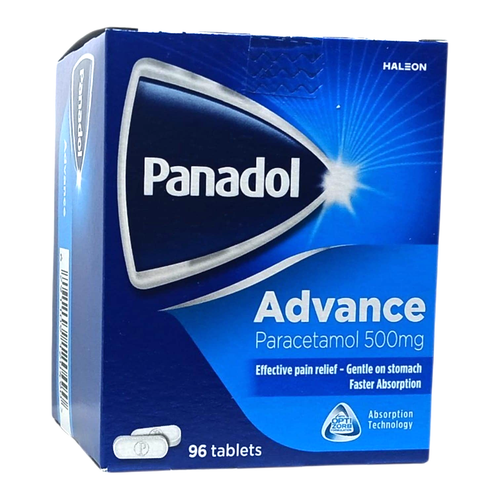 Panadol Advance 500 mg Paracetamol 96 Tablets, Fast Absorption, Film-Coated
