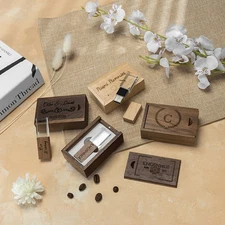 Personalised Wooden USB 3.0 with Box, Wedding Gift for Him / Her, 4-128 GB