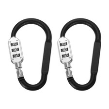 4.2 Inch Length Combination Locks, 2PCS 3 Dial Digit Combo D-Ring Locking, Black