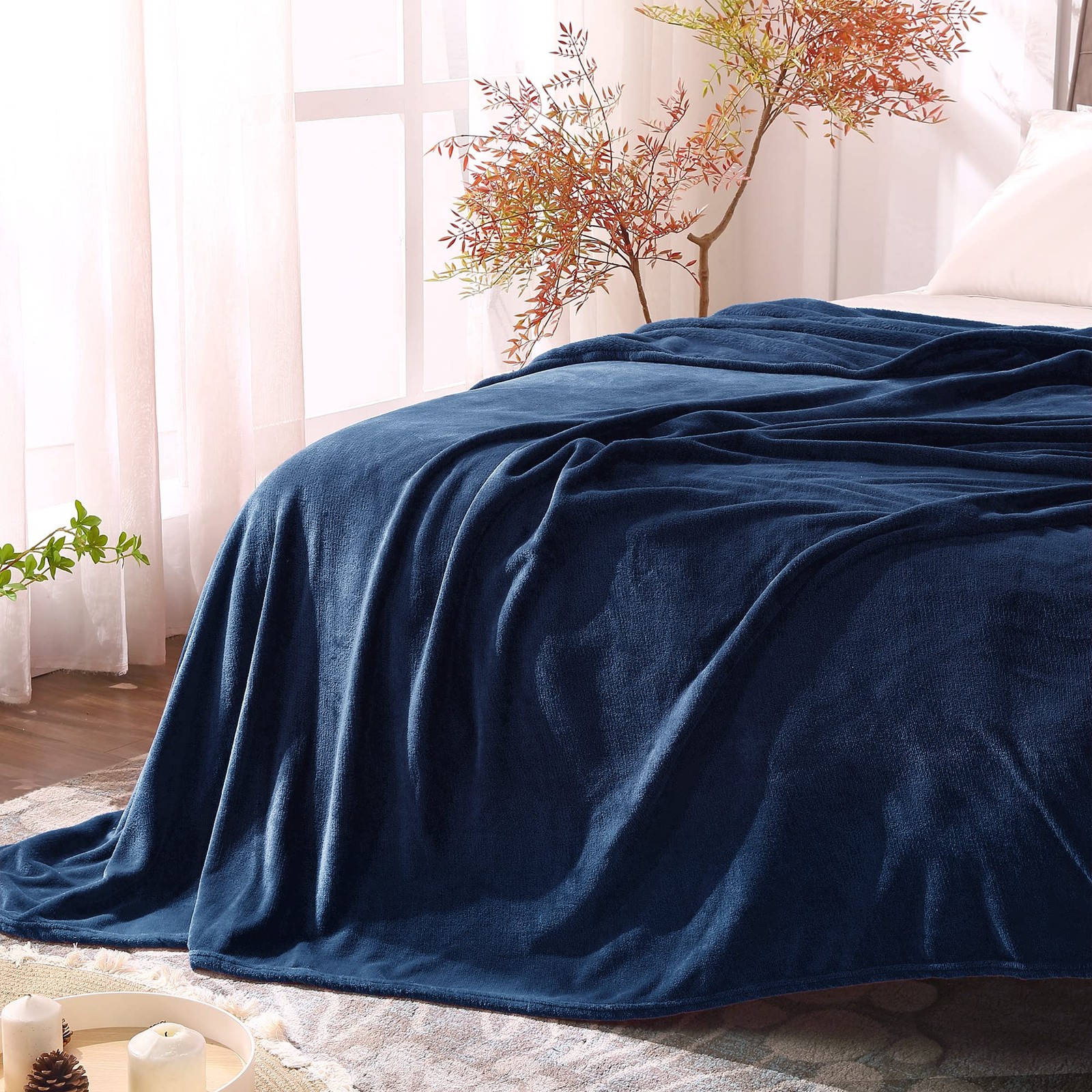 BEDELITE Fleece Blanket Navy Blue Throw Blankets for Couch  Bed, Luxury Plush...