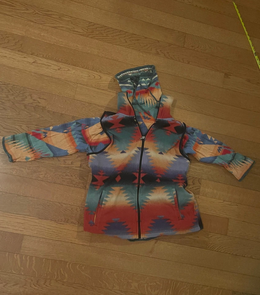 Suéter y Chaleco Chaps Para Mujer Ralph Lauren Western Azteca Navajo Capucha Tejido De Colección Foto 2 de 4