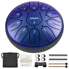 LEKATO Steel Tongue Drum 6 Inch 11 Notes D Major Steel Drum Beginner Hanpan Drum