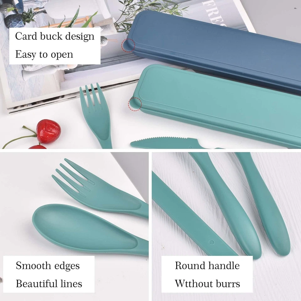 Reisebesteck Set mit Koffer tragbares Besteckset Wiederverwendbare Kunststoff... - Bild 3 von 4