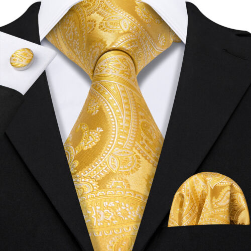 Beige Floral Silk Mens Tie Wedding Necktie Hanky Cufflinks 3PCS Jacquard Prom UK - Picture 52 of 187