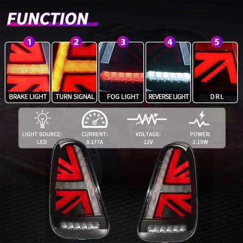 Par de luces traseras LED de humo para Mini R50 R52 R53 Cooper 2002-2006 se adapta - Imagen 5 de 11