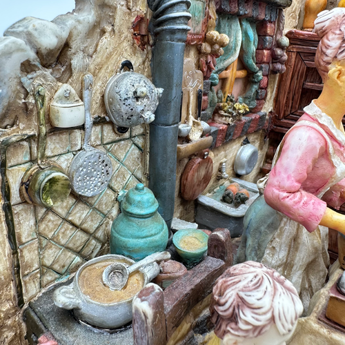 "Scultura/Figurine Dettagliate Resina Policroma ""Riunione Famiglia"" 13x10" - Foto 4 di 7