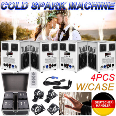 4x Cold Spark Machine +FlightCase DMX LCD Sparkular Funkenmaschine Bühneneffekt