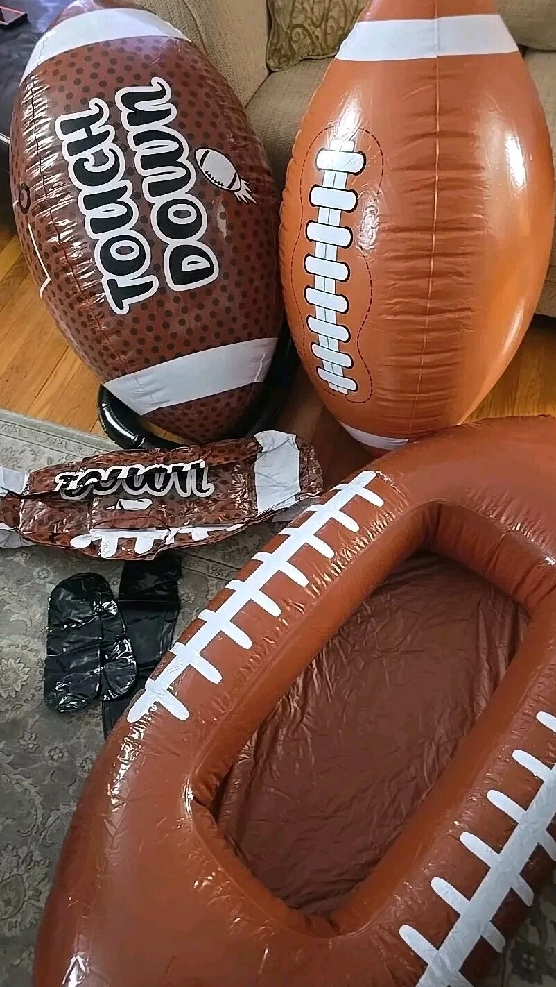 Inflatable Football Cooler And 3 Jumbo Footballs And 2 Tees .