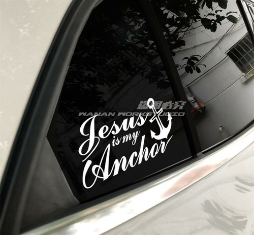Adesivo Jesus is my Anchor logo auto SUV corpo finestra serbatoio carburante decalcomania argento - Foto 7 di 8
