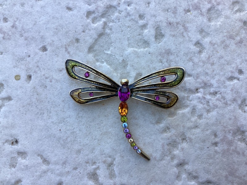 MONET - Gold-Tone - Ornate Dragonfly Brooch - SIGNED - 2" - 9g