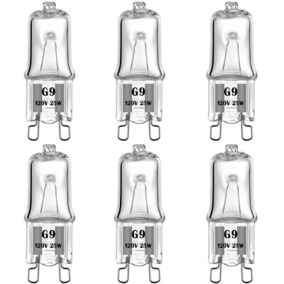 6 Pack G9 Bulbs 25W Warm White T4 Type 2 Pin Base Light Bulb 120V Fast Ship