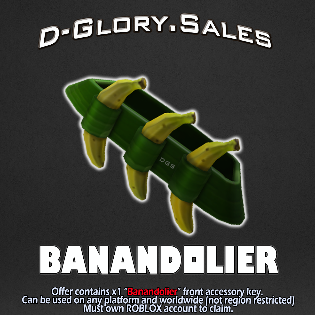 Roblox Exclusive Banandolier Skin DLC Official Key