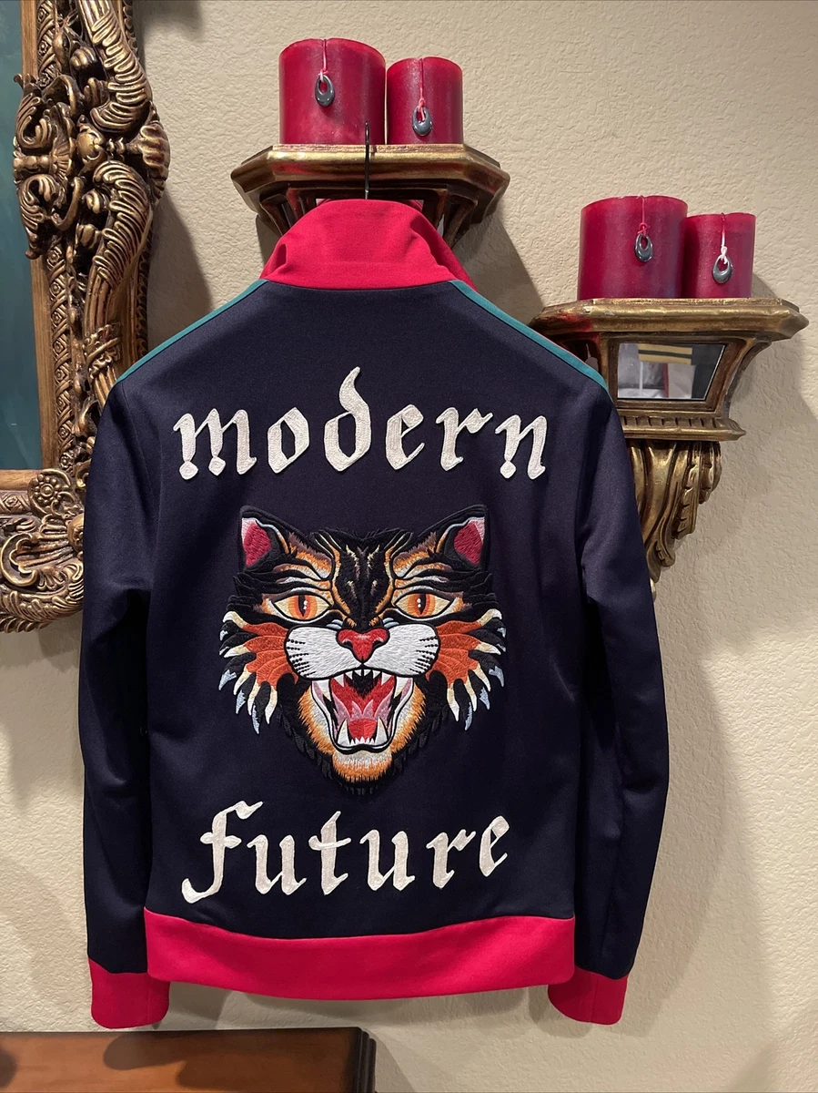 erklære Bærbar Studerende 100% Authentic GUCCI Black Modern Future Angry Cat Patch Jacket Size: M |  eBay