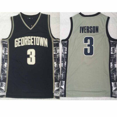 Men's Retro Iverson # 3 Georgetown Basketball Jersey Stitched