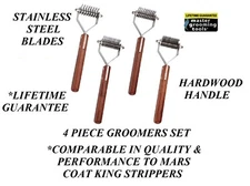MASTER GROOMING TOOLS COAT STRIPPER SET Dog Cat Mat King Rake*Compare to Mars