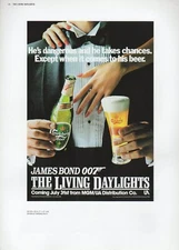 2002 Vintage JAMES BOND "HE'S DANGEROUS" CARLSBERG BEER US MINI POSTER ART Litho