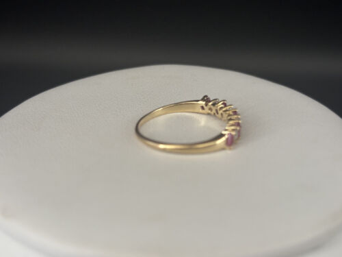 Vintage 14k Solid Yellow Gold Ruby & Diamond Band Ring Size 6.75 - Imagen 7 de 7