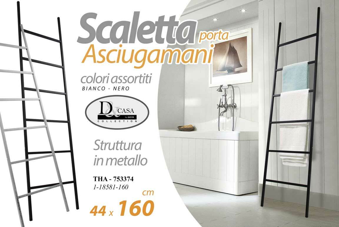 SCALETTA PORTA ASCIUGAMANI PORTA TELO BAGNO METALLO COLORI BIANCO