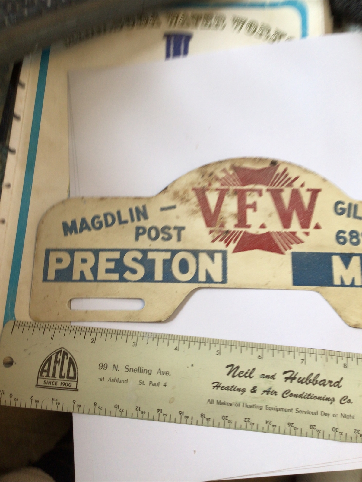 LICENSE TOPPER PRESTON MINN MAGDLIN GILBERTSON VFW MN MINNESOTA POST