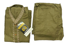 Pakistani Shalwar Kameez Mens Style ReadyMade OLV-Green Color Size Small AK-3829