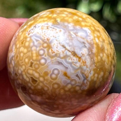Orbicular Ocean Jasper Small Yellow Sphere Natural Crystal Ball