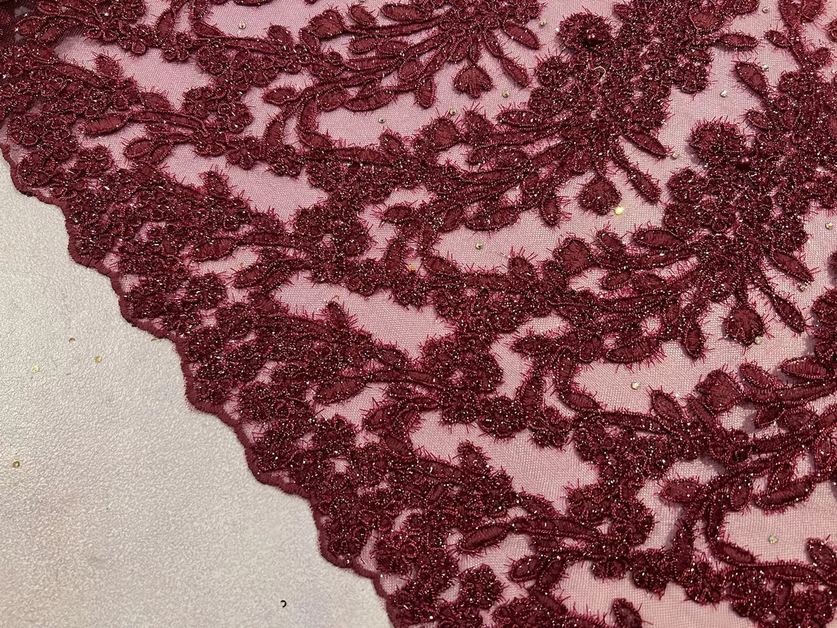 Burgundy on sale lace material