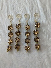 Jungle Print Acrylic Bead 7 Inch Long Ornament Set Of 4