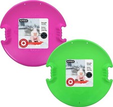 Round Saucer Sleds 2 Pack, 26" w/ Hand Grip, Fuchsia and Green Avalanche Sled