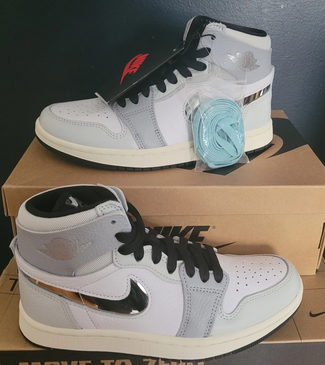 Jordan 1 Zoom Comfort 2 High Chrome Swoosh W for sale | eBay